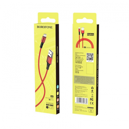 Кабель Borofone BX20 Enjoy, lightning, 1 м, красный
