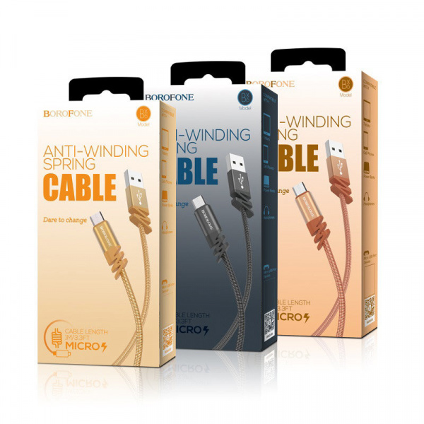 Кабель Borofone BX6 JoyCord USB - micro USB, 1 м розовый