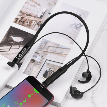Беспроводные наушники HOCO S18 Glamor Sports, Bluetooth, 90 мАч, Черный, USB