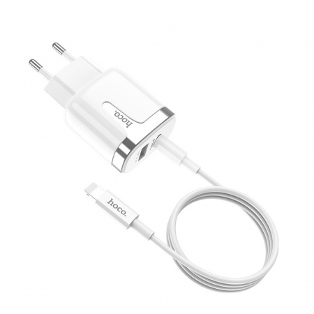 Зарядное устройство HOCO C79A Zeus, 3.1A, белый, Двойной порт USB/Type-C,PD3.0, QC3.0, кабель Type-C