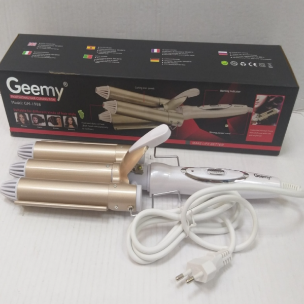 Тройная плойка для создания красивых локонов Geemy PROFESSIONAL HAIR CURLING IRON 22 см