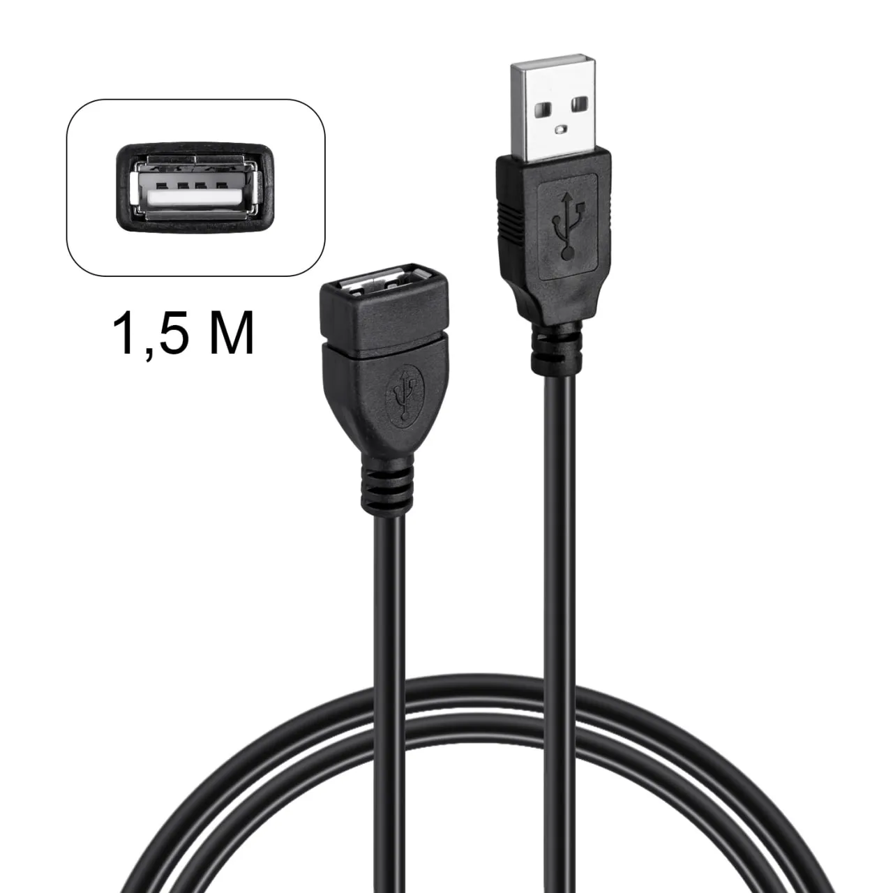 Кабель удлинитель USB 2.0 1.5M черный